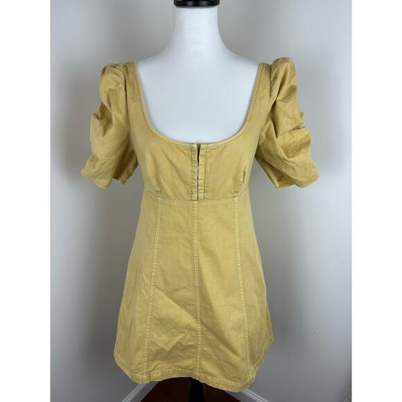 NWT Free People Cheyenne Denim Dress in Sand Dune - Small - Picture 1 of 10